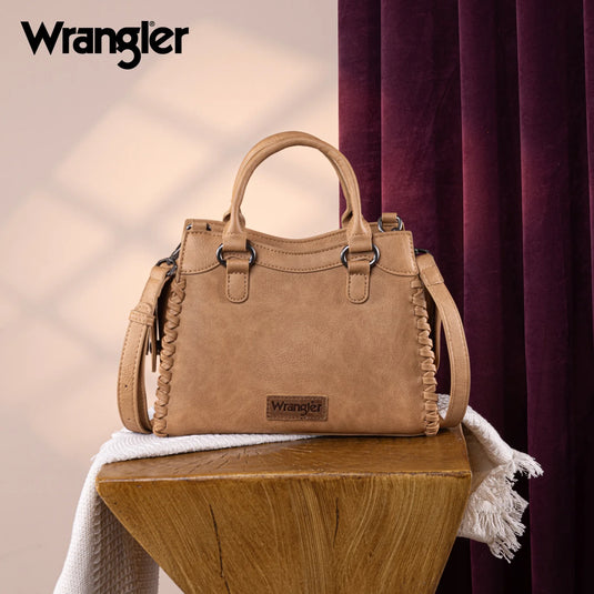 WG183-8300LBR - Wrangler Carry-All Whipstitch Tote/Crossbody - Light Brown