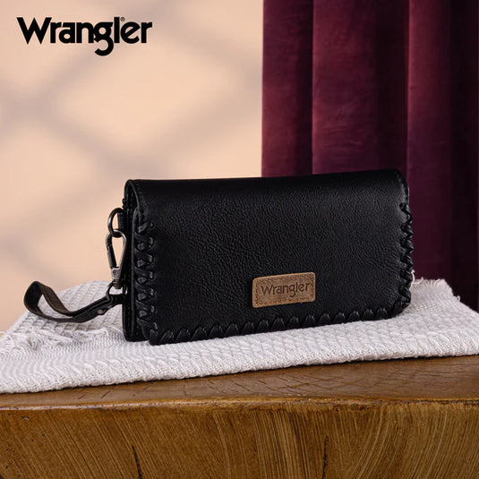 WG183-W048BK -  Wrangler Whipstitch Wristlet Wallet - Black