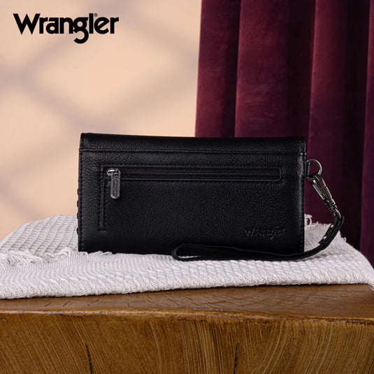 WG183-W048BK -  Wrangler Whipstitch Wristlet Wallet - Black