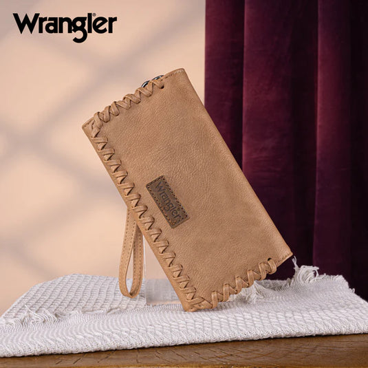 WG183-W048LBR -  Wrangler Whipstitch Wristlet Wallet - Light Brown