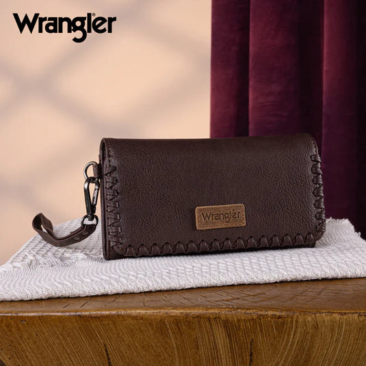 WG183-W048CF -  Wrangler Whipstitch Wristlet Wallet - Coffee