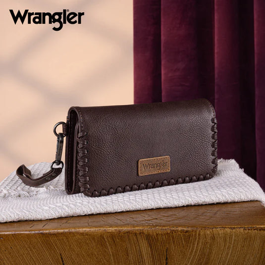 WG183-W048CF -  Wrangler Whipstitch Wristlet Wallet - Coffee