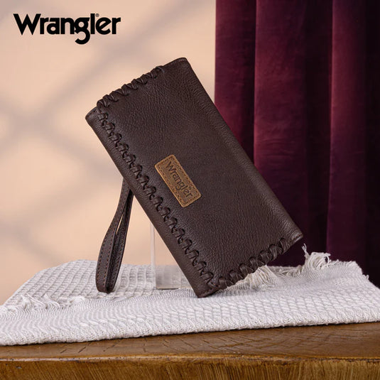 WG183-W048CF -  Wrangler Whipstitch Wristlet Wallet - Coffee