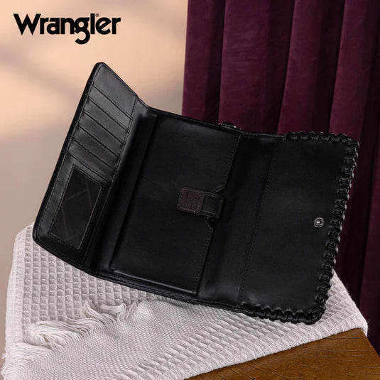 WG183-W048BK -  Wrangler Whipstitch Wristlet Wallet - Black
