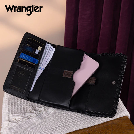 WG183-W048BK -  Wrangler Whipstitch Wristlet Wallet - Black