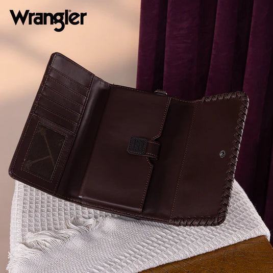 WG183-W048CF -  Wrangler Whipstitch Wristlet Wallet - Coffee