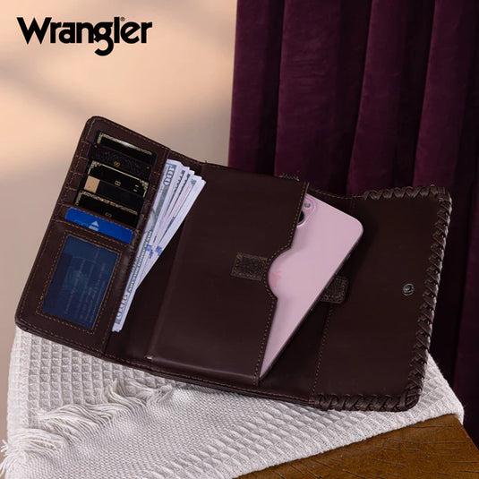 WG183-W048CF -  Wrangler Whipstitch Wristlet Wallet - Coffee