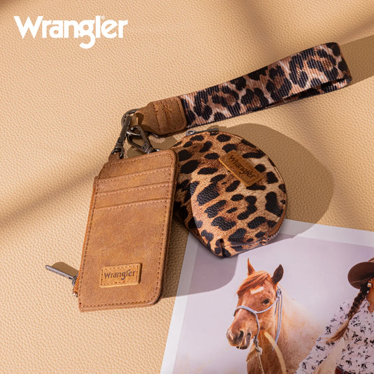 WG296-W0051BR - Wrangler Leopard Print Dual Pouch Wristlet