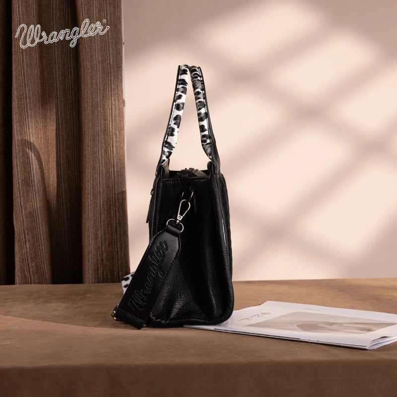 Load image into Gallery viewer, WG133-81203SBK - Wrangler Leopard Print Concealed Carry Tote/Crossbody - Black
