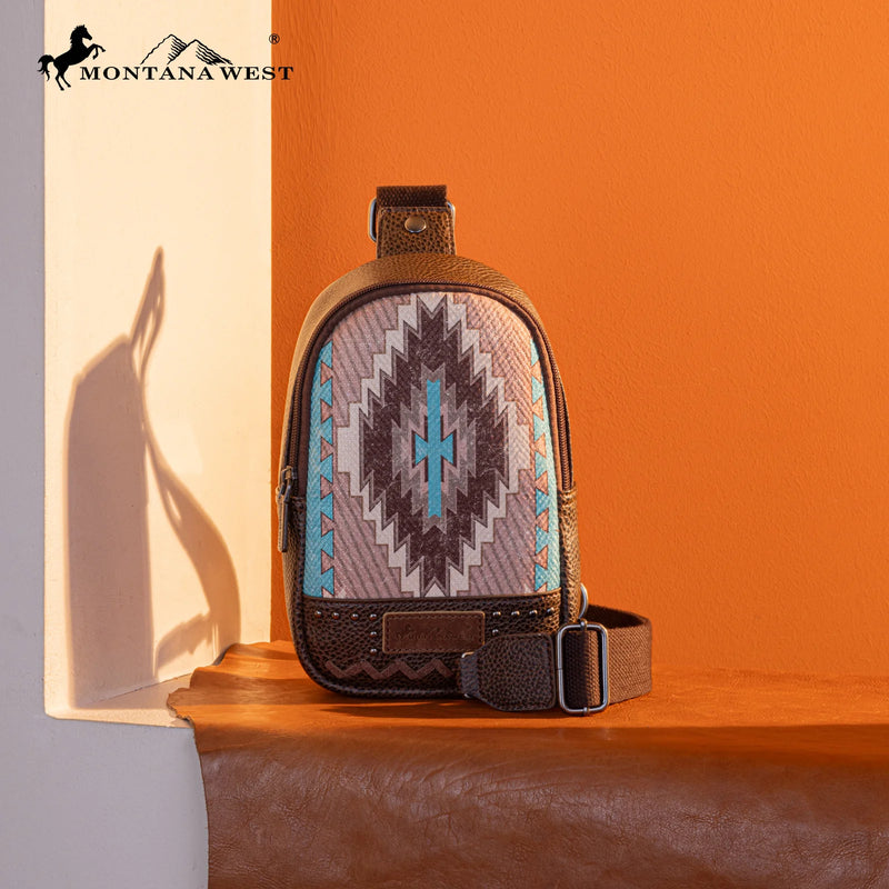 Load image into Gallery viewer, MW1316-2100CF - Montana West Aztec Collection Sling Bag
