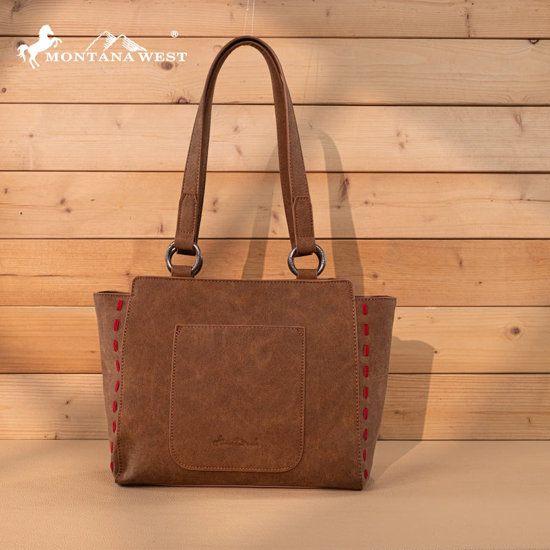 Load image into Gallery viewer, MW1348-8250BR - Montana West Embroidered Tote Bag - Brown
