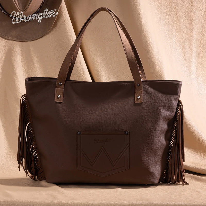 Load image into Gallery viewer, WG233-2002BR - Wrangler Aztec Embroidered Large Tote Bag - Brown
