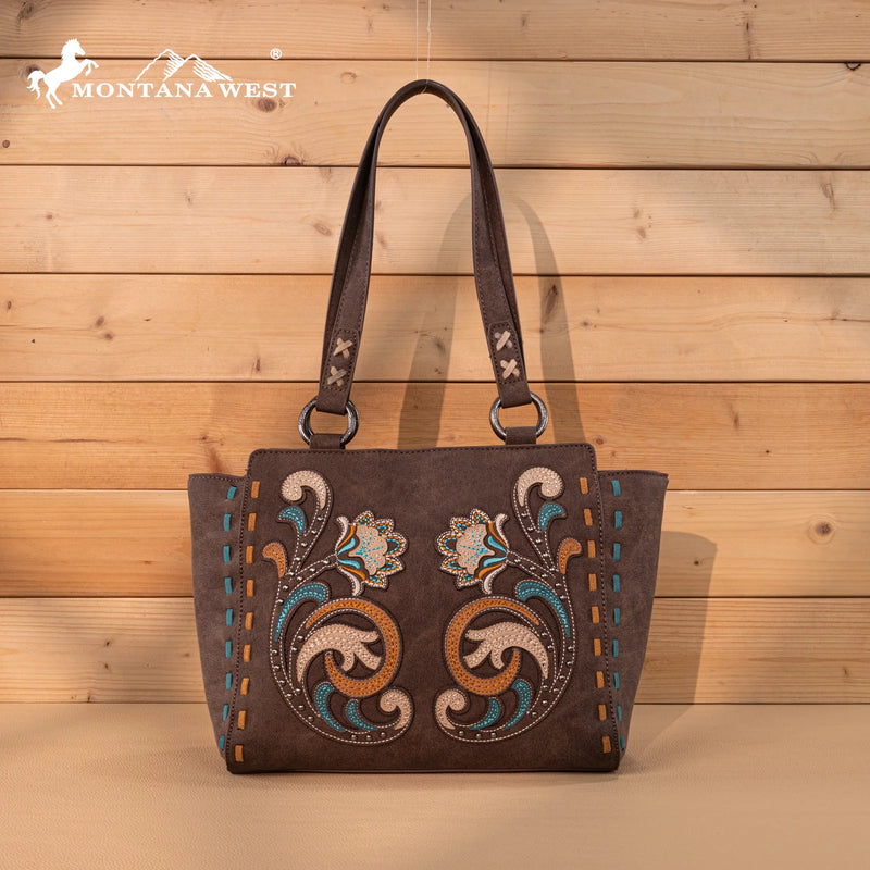 Load image into Gallery viewer, MW1348-8250CF - Montana West Embroidered Tote Bag - Coffee
