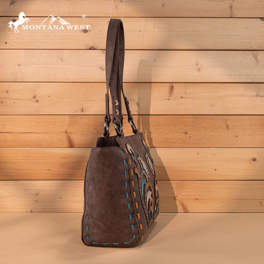 MW1348-8250CF - Montana West Embroidered Tote Bag - Coffee
