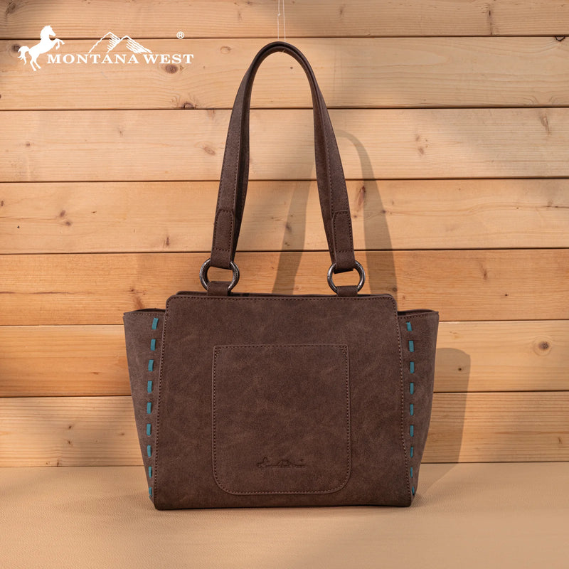 Load image into Gallery viewer, MW1348-8250CF - Montana West Embroidered Tote Bag - Coffee

