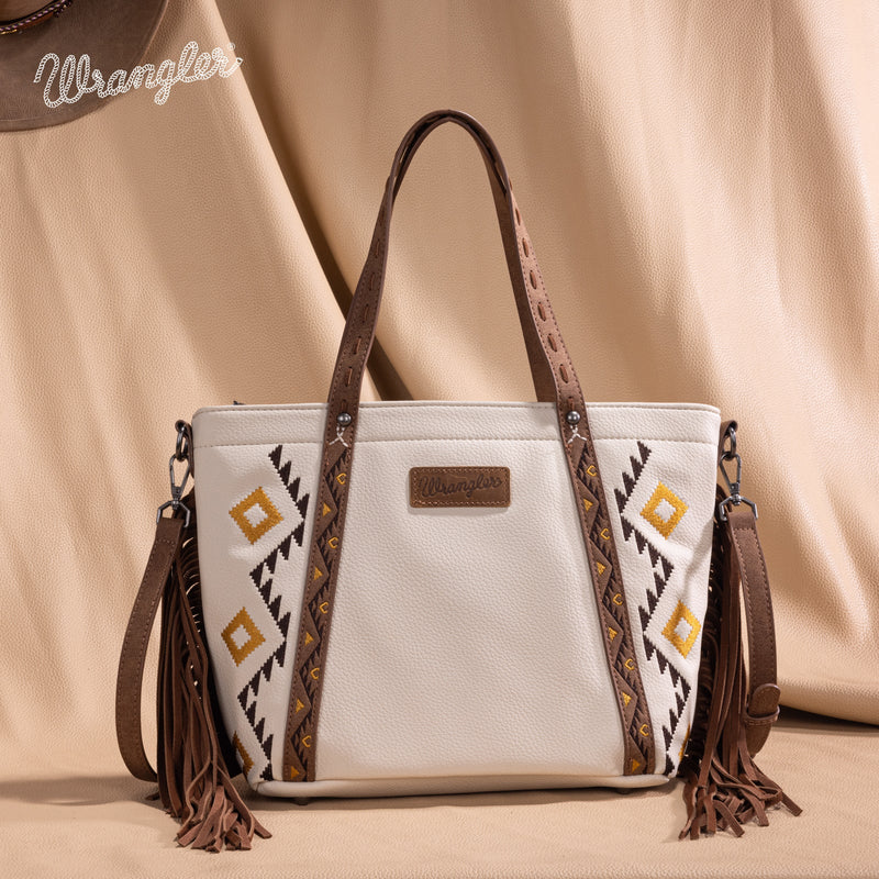 Load image into Gallery viewer, WG233-2009BG - Wrangler Aztec Embroidered Tote/Crossbody Bag

