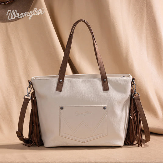WG233-2009BG - Wrangler Aztec Embroidered Tote/Crossbody Bag