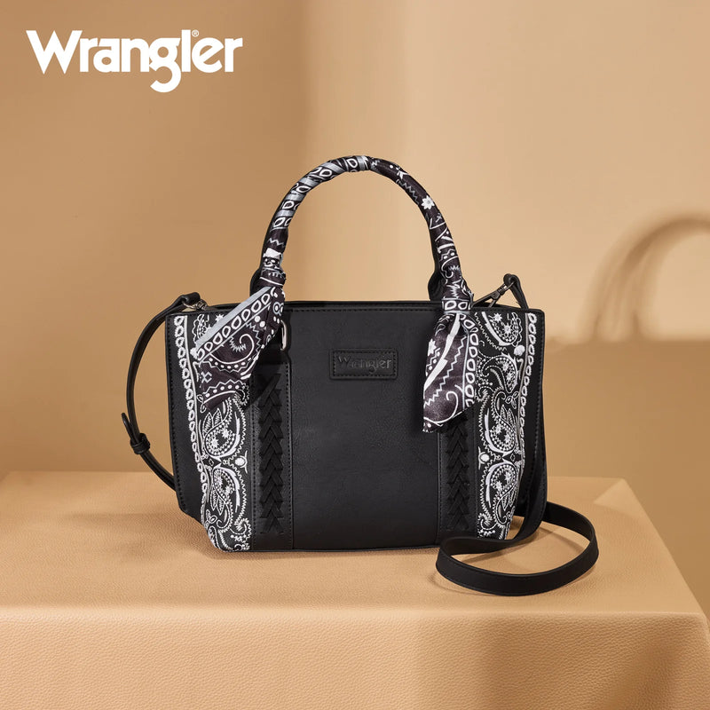 Load image into Gallery viewer, WG331-2005BK - Wrangler Bandana Paisley Print Tote/Crossbody - Black
