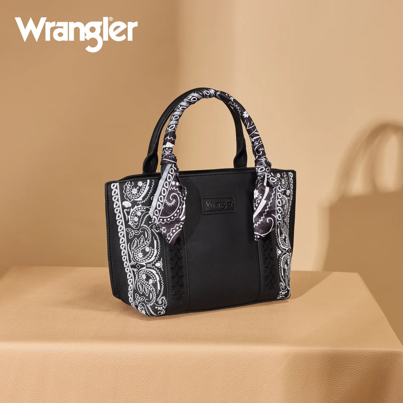 Load image into Gallery viewer, WG331-2005BK - Wrangler Bandana Paisley Print Tote/Crossbody - Black
