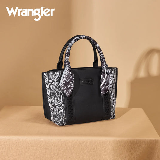 WG331-2005BK - Wrangler Bandana Paisley Print Tote/Crossbody - Black