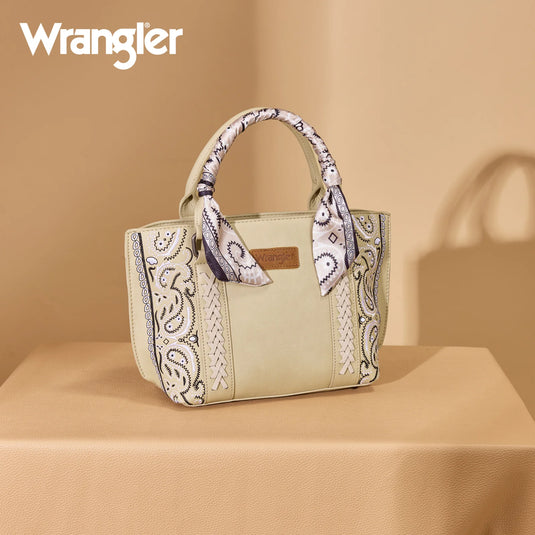 WG331-2005TN - Wrangler Bandana Paisley Print Tote/Crossbody - Tan