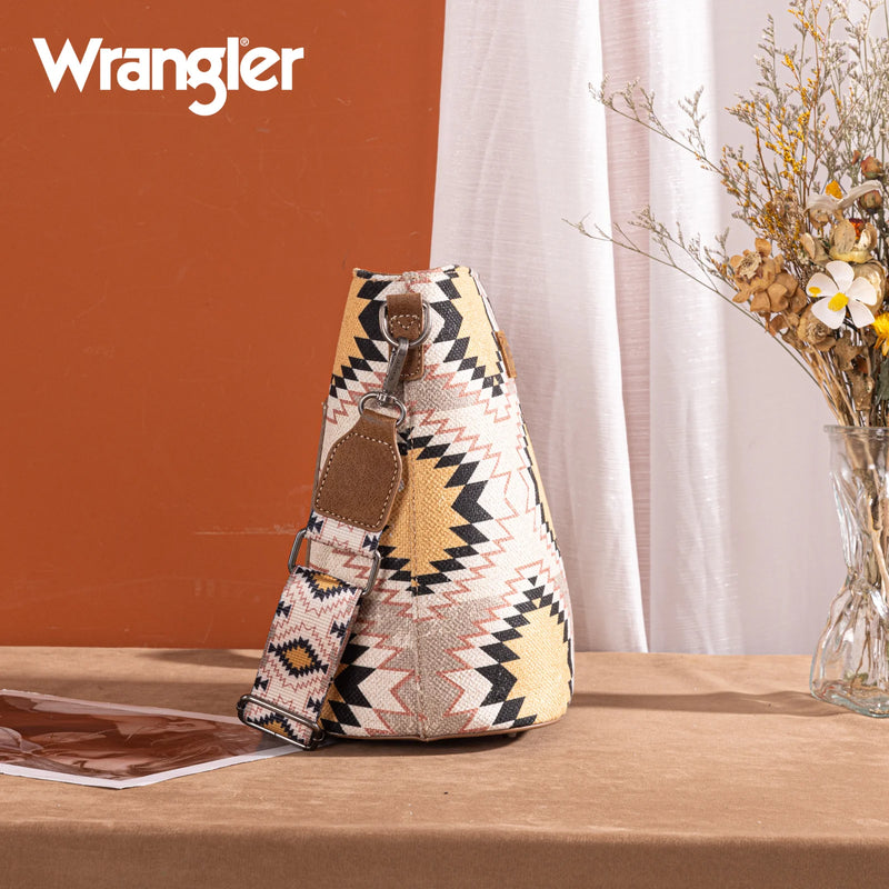 Load image into Gallery viewer, WG221-8360BG - Wrangler Aztec Distressed Print Dual Sided Print Crossbody
