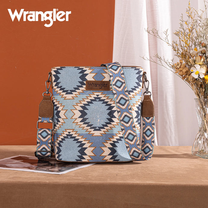 WG221-8360JN - Wrangler Aztec Distressed Print Dual Sided Print Crossbody