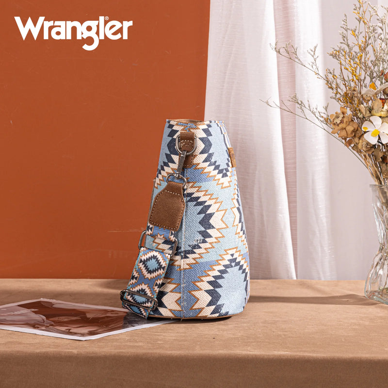 Load image into Gallery viewer, WG221-8360JN - Wrangler Aztec Distressed Print Dual Sided Print Crossbody

