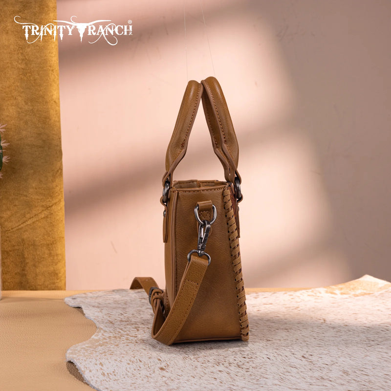 Load image into Gallery viewer, TR192-8800BR - Trinity Ranch Floral Tooled Collection Mini Tote/Crossbody - Brown
