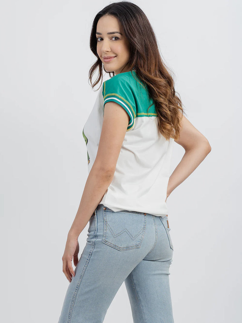 Load image into Gallery viewer, DL-T066WT - Delila Women&#39;s Mineral Wash Contrast Stitched Cactus Graphic Print Tee

