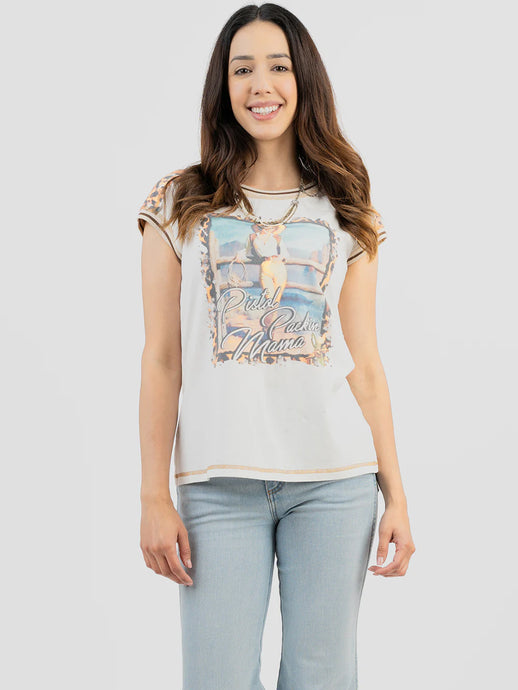DL-T071WT - Delila Women's Mineral Wash “Cowgirl” Graphic Short Sleeve Tee