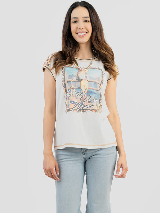 DL-T071WT - Delila Women's Mineral Wash “Cowgirl” Graphic Short Sleeve Tee