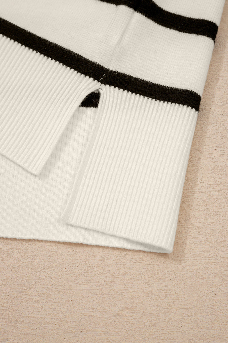 Load image into Gallery viewer, DLLS550 - Ladies White Side Slits Crewneck Short Sleeve Sweater Tee

