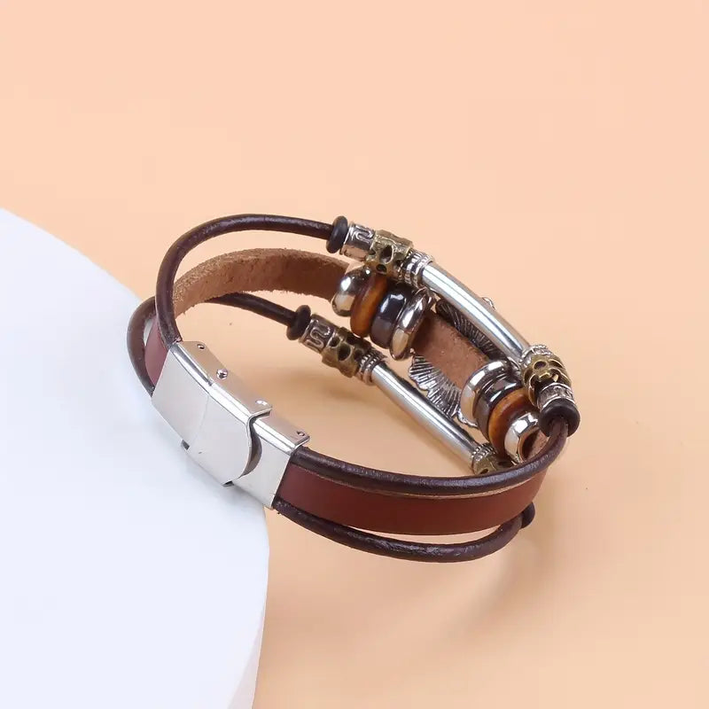 Load image into Gallery viewer, TMBC25 - PU Leather Bracelet w/Square Turquoise Accent
