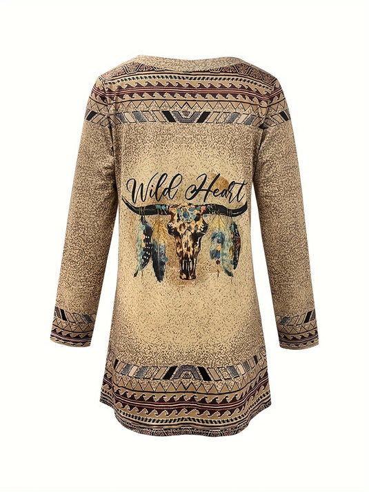 TMTSHT26 - Women's Western Wild Heart Tunic Shirt