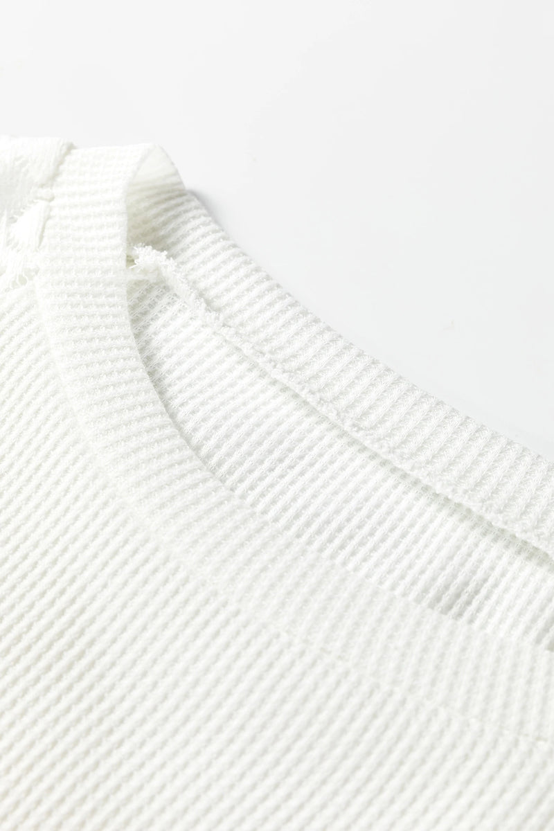Load image into Gallery viewer, DLLS206 - Ladies White Lace Long Sleeve Textured Pullover
