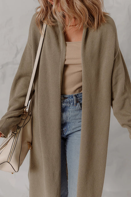 DLLS219 - Ladies DUNE Solid Color Textured Knit Open Front Oversize Midi Sweater Cardigan