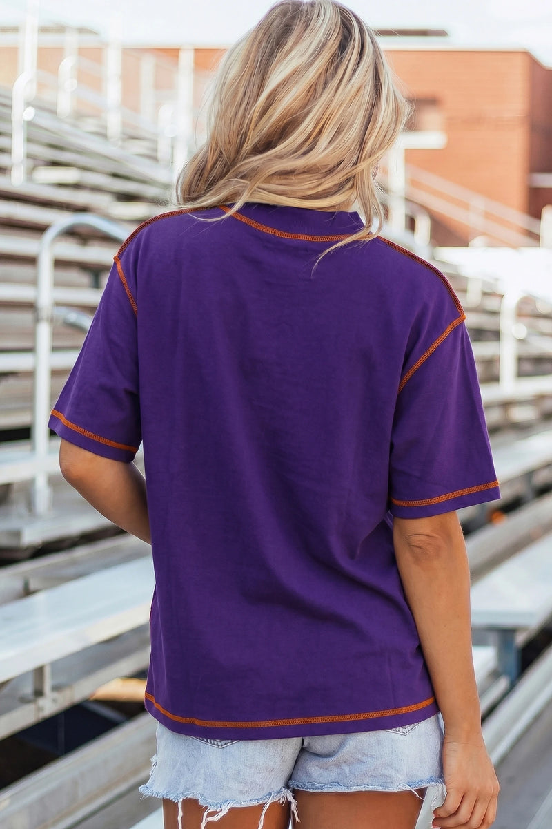 Load image into Gallery viewer, DLLS601 - Ladies Tillandsia Purple Reversible Contrast-Stitched T-Shirt
