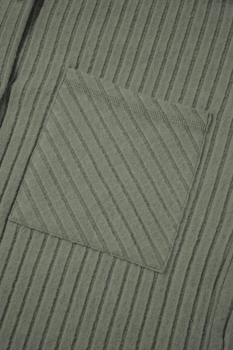 Load image into Gallery viewer, DLLS278 - Ladies Mist Green Thermal Ribbed Texture Drop Shoulder Button Up Shacket
