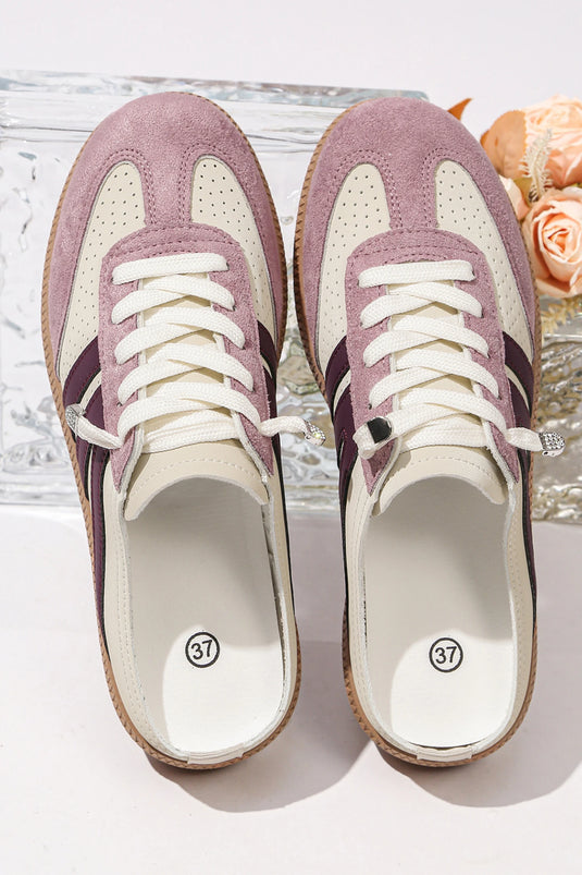 DLLSHOE 61  - Pink Eyelet PU Leather Patchwork Color Pop Sneakers