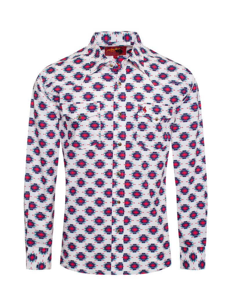 Load image into Gallery viewer, PS100L-183 - Rodeo Clothing Men's Western Pearl Snap Aztec Print Shirt
