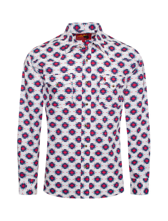 PS100L-183 - Rodeo Clothing Men's Western Pearl Snap Aztec Print Shirt