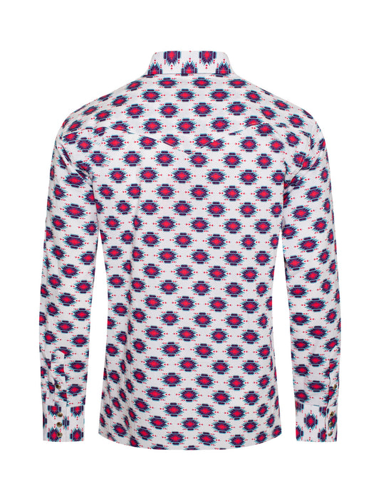 PS100L-183 - Rodeo Clothing Men's Western Pearl Snap Aztec Print Shirt