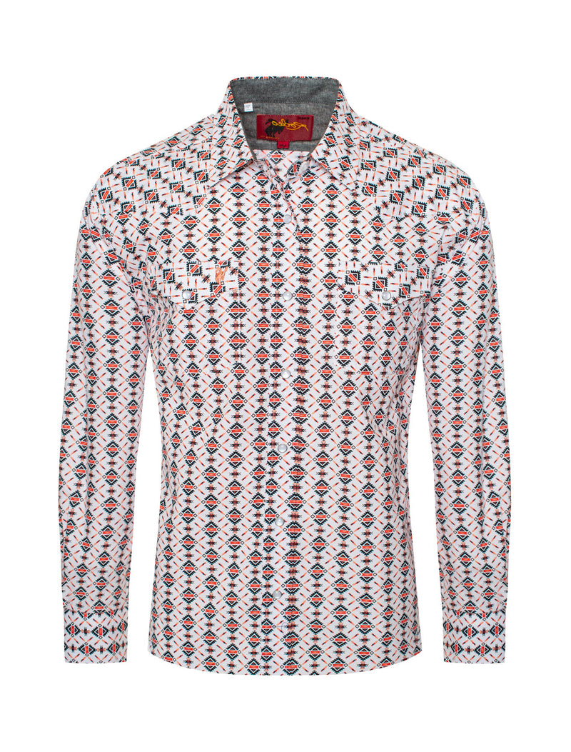 Load image into Gallery viewer, PS100L-181 - Rodeo Clothing Men's Western Pearl Snap Aztec Print Shirt

