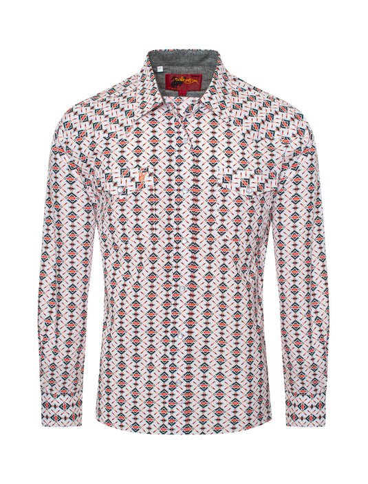 PS100L-181 - Rodeo Clothing Men's Western Pearl Snap Aztec Print Shirt