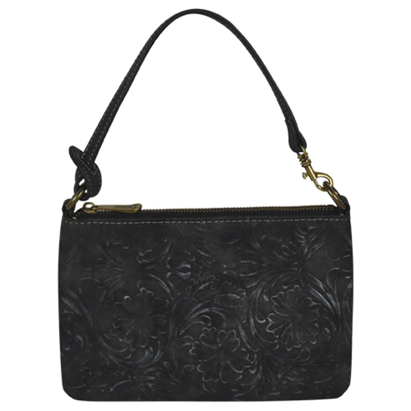 Load image into Gallery viewer, 2090687BK - Justin Mini Shoulder Bag Tooled Black
