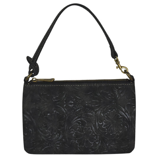 2090687BK - Justin Mini Shoulder Bag Tooled Black