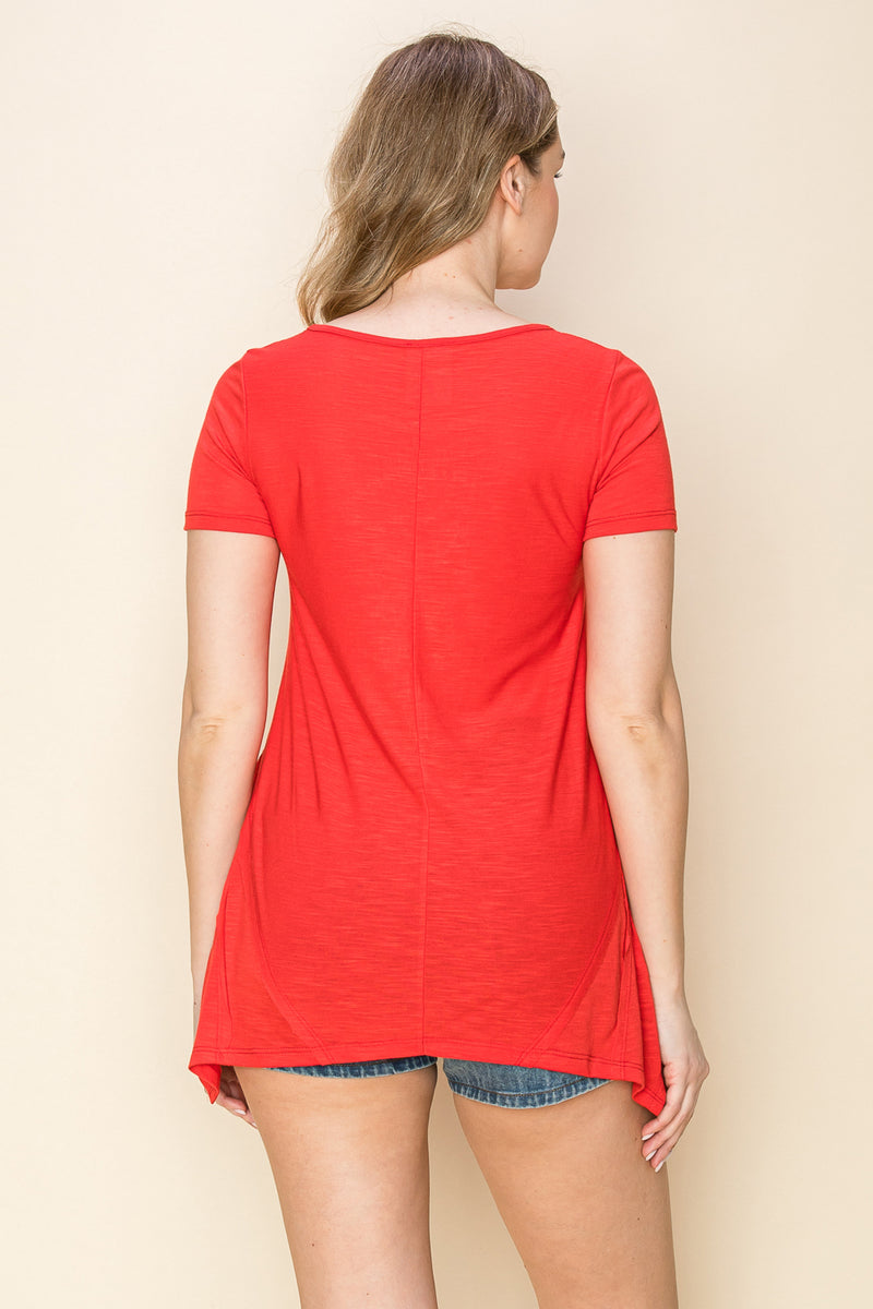 Load image into Gallery viewer, 20695S  RED - RHINESTONES GRAPHIC PRINTED TOP
