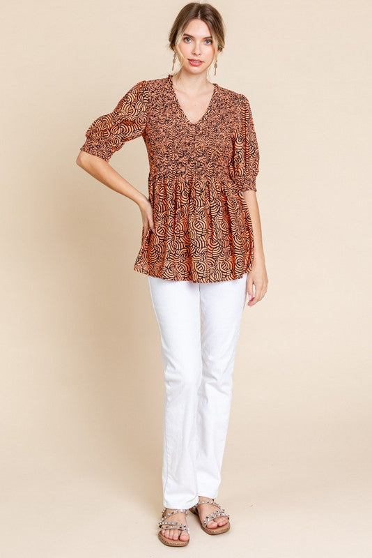 JODIFIL 3 - Ladies Print Baby Doll Top