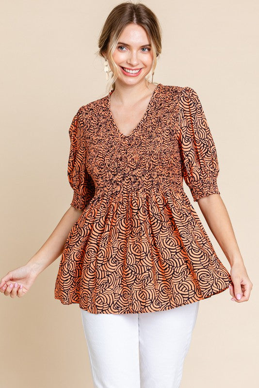 JODIFIL 3 - Ladies Print Baby Doll Top